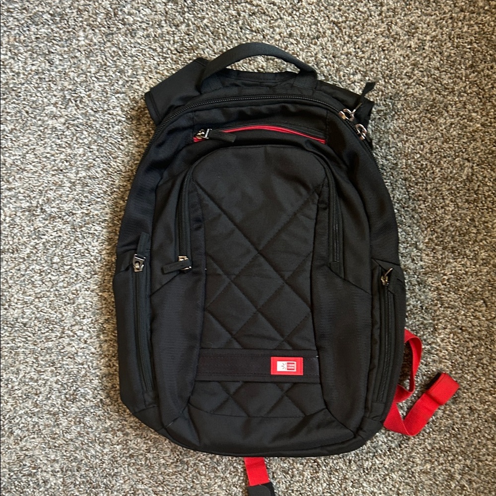 Sleek Black and Red Backpack